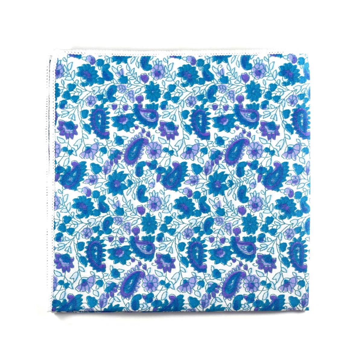 Aqua Daisy Paisley Pocket Square