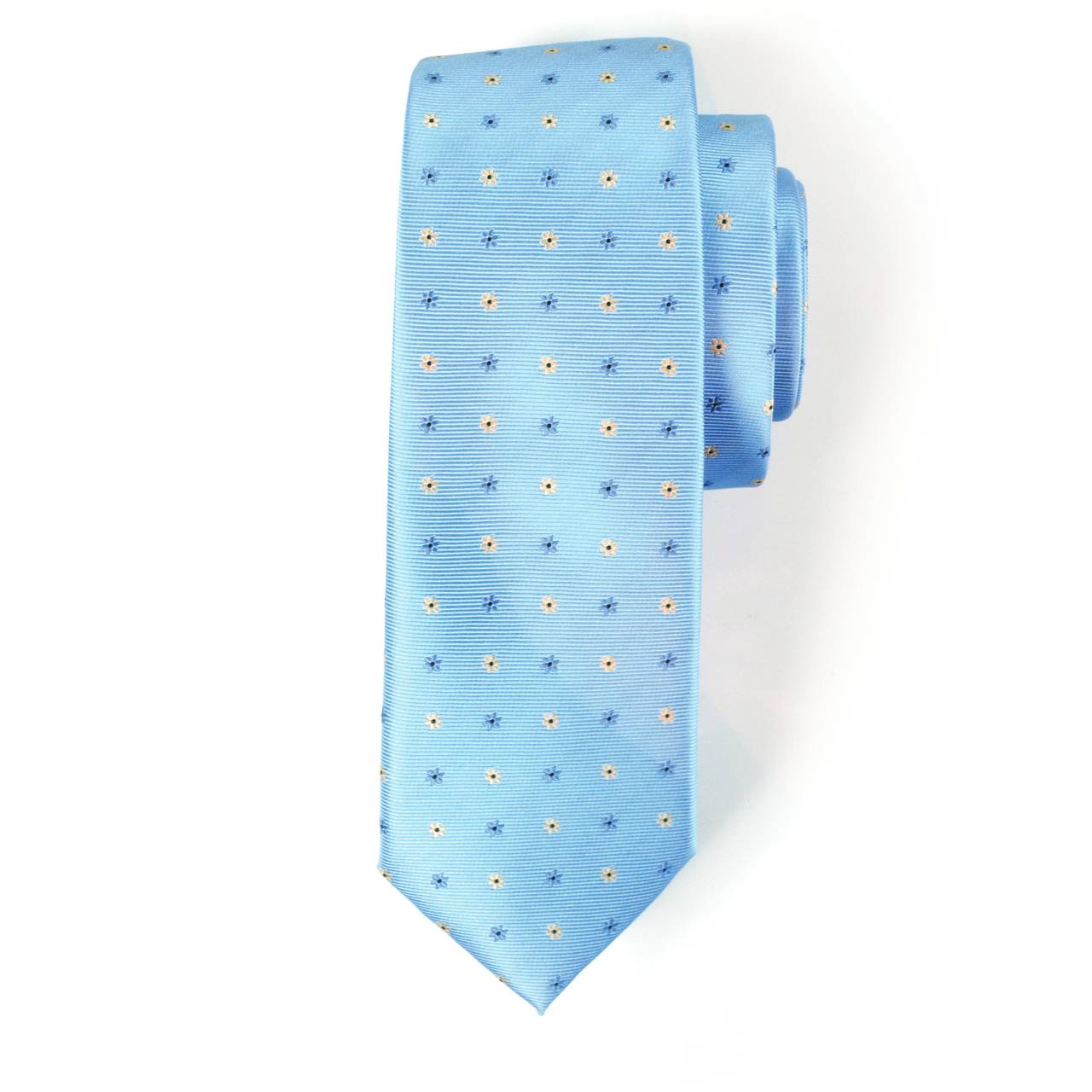 Baby Blue Tie With Flowers