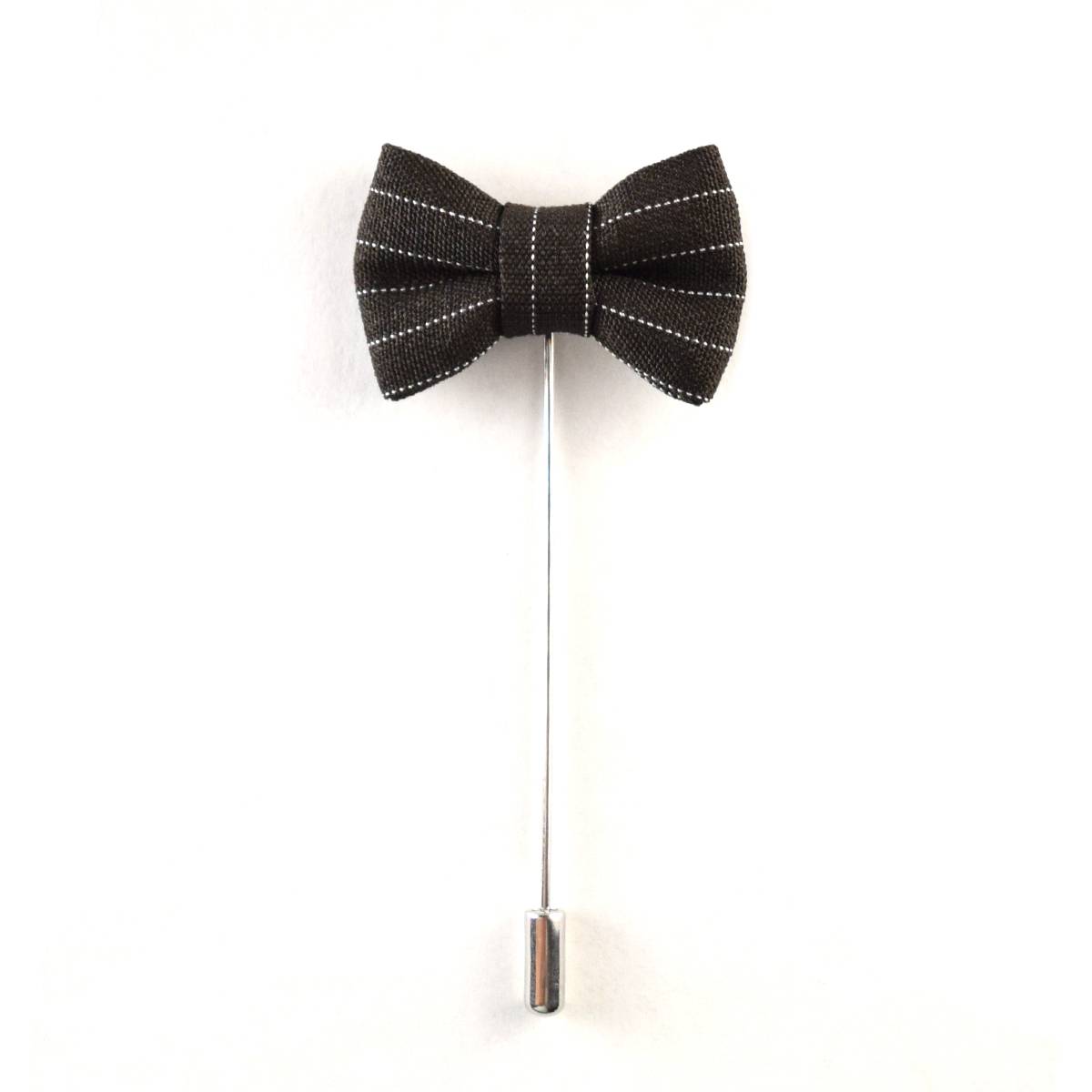 Black and White Stripe Bow Lapel Pin