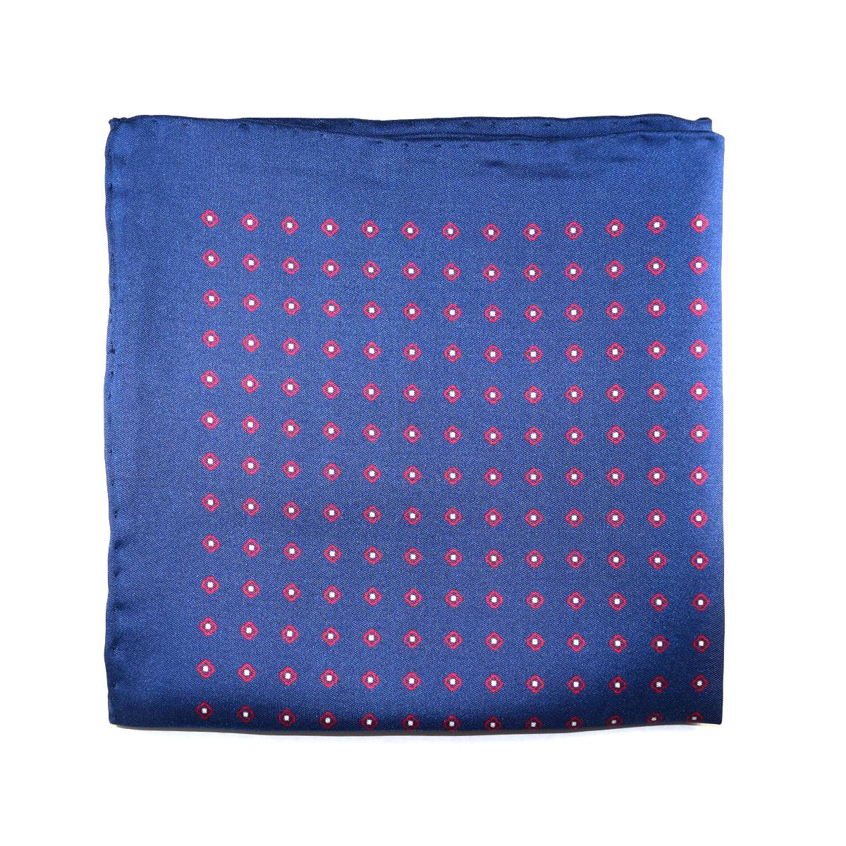Blue Grid Pocket Square