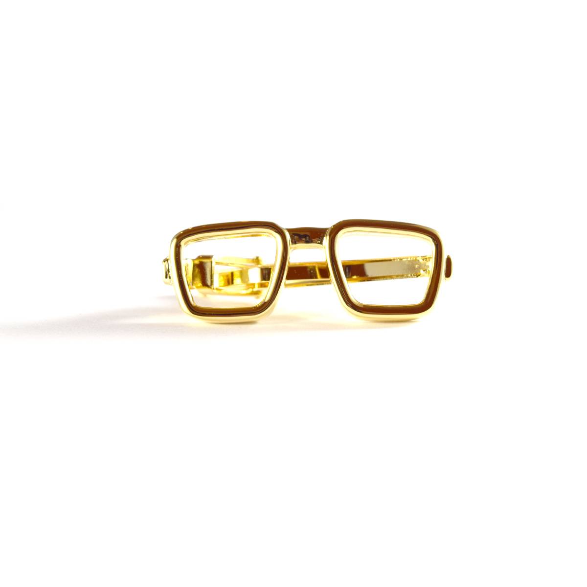 Gold Square Glasses Tie Bar