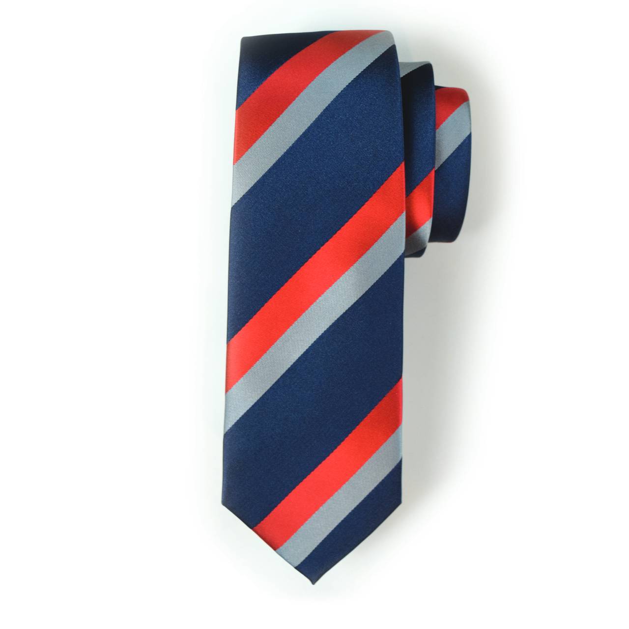 Red White and Grey Striped Tie