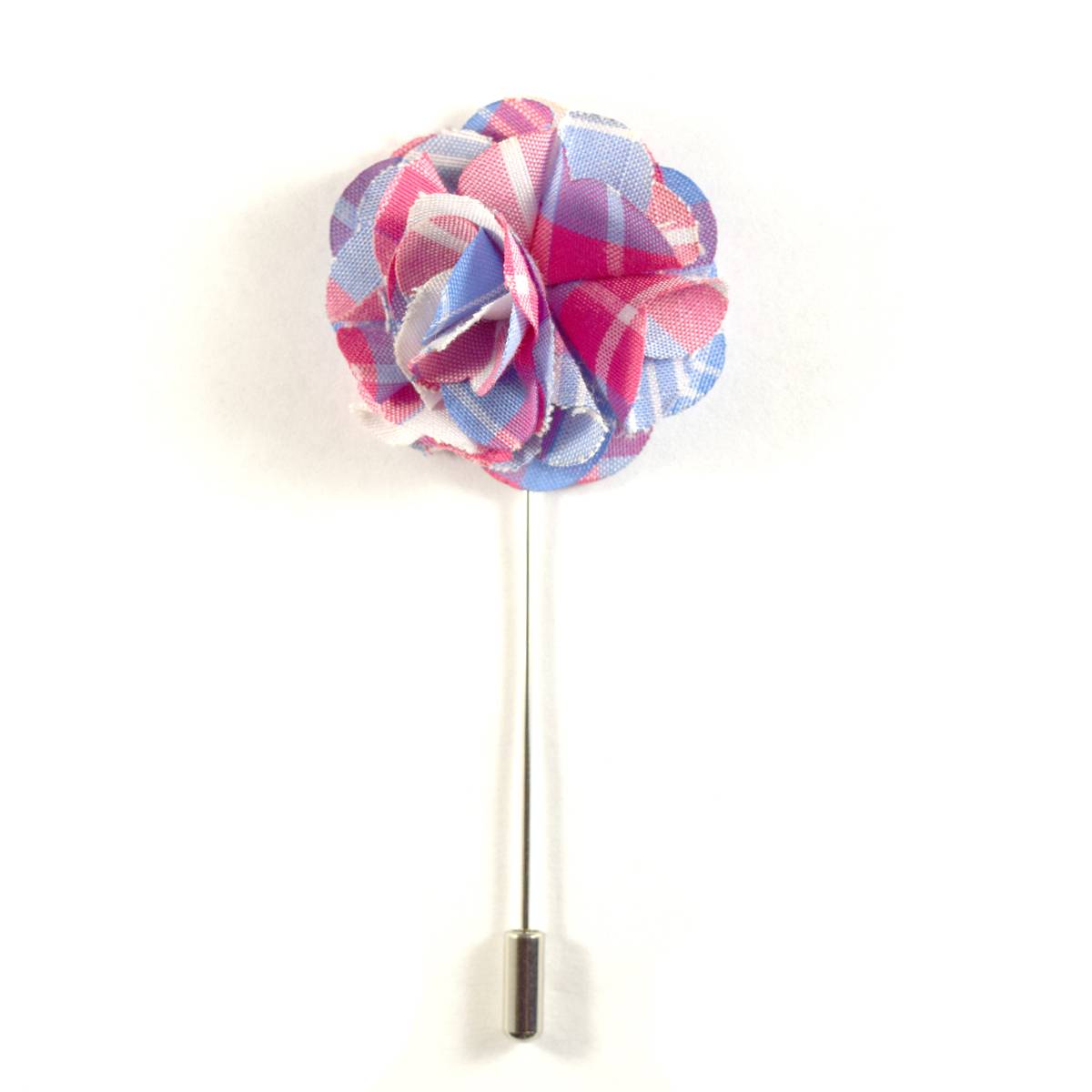 Pink Plaid Flower Lapel Pin