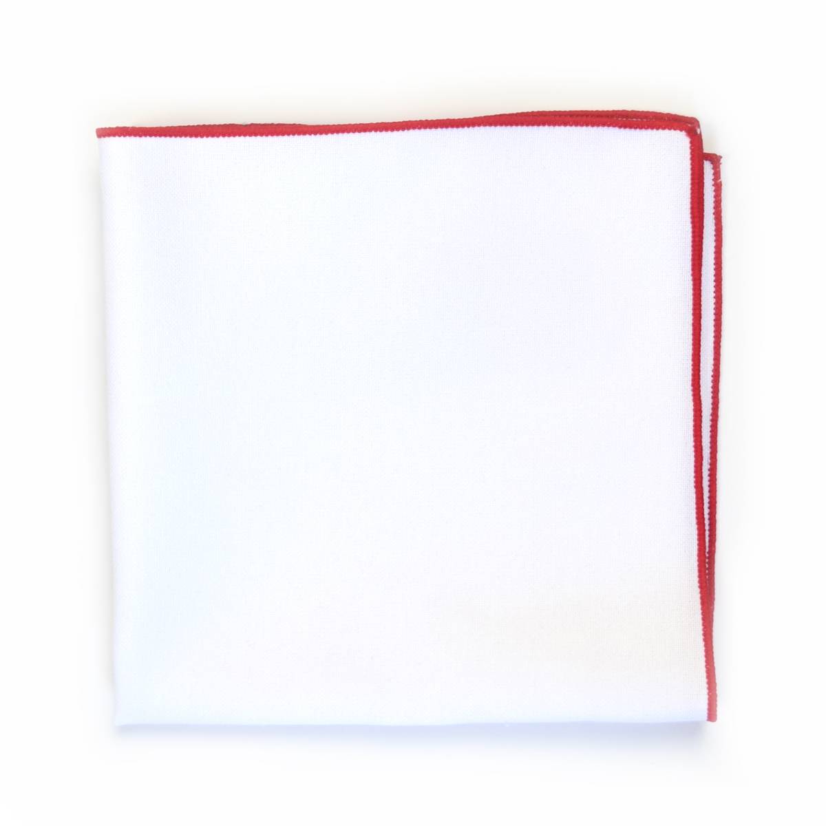 White and Red Linen Pocket Square