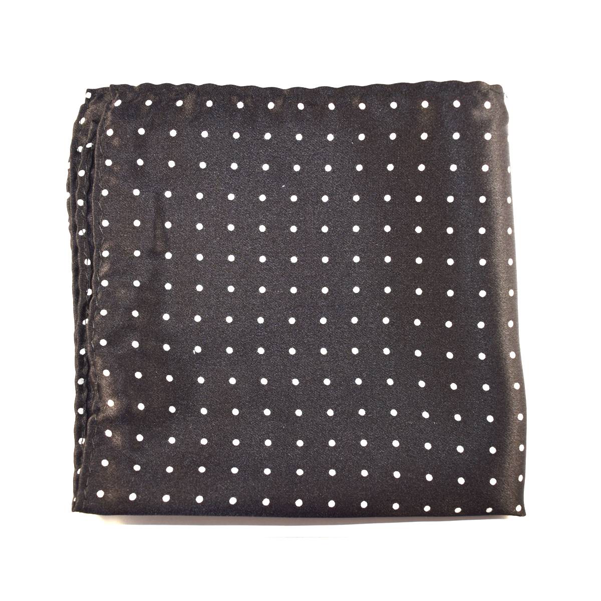 White and Black Polkadot Silk Pocket Square