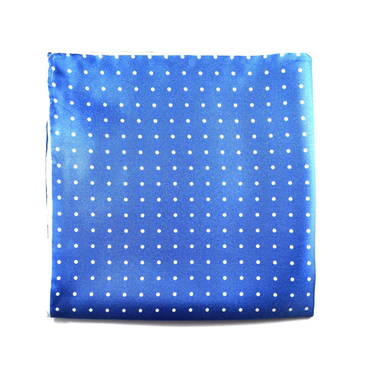 White and Blue Polkadot Pocket Square