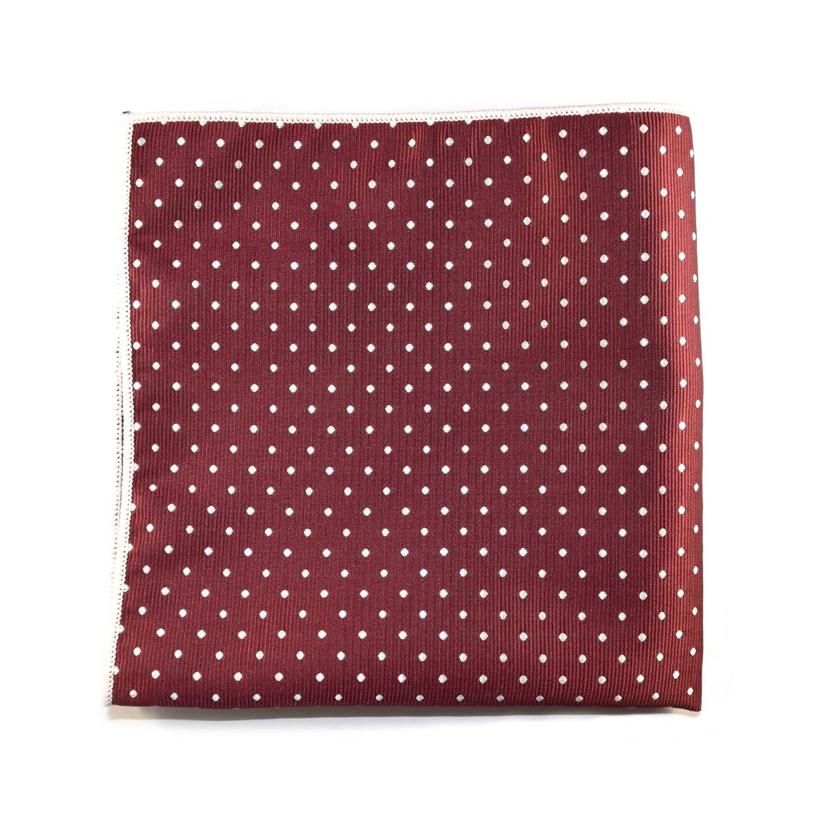 White and Maroon Polkadot pocket Square