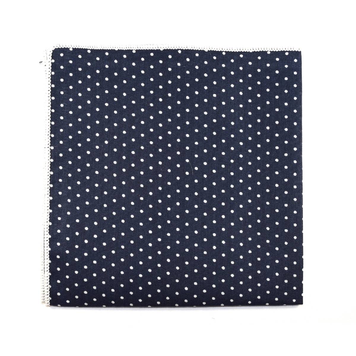 White and Navy Polkadot Pocket Square