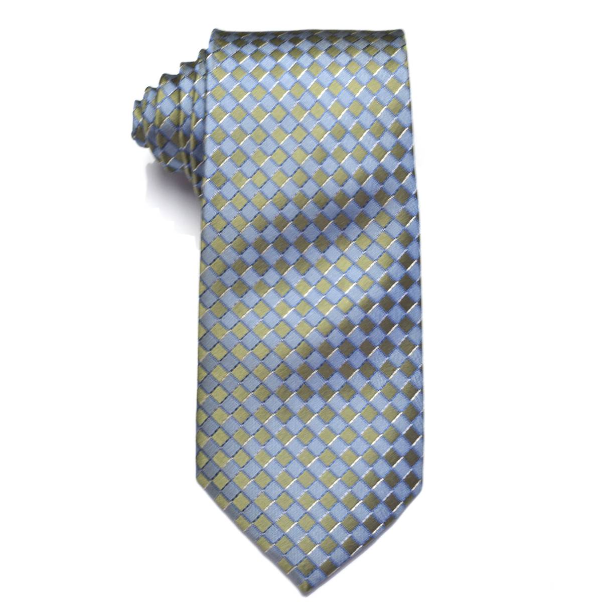 Green and Blue Grid Silk Tie
